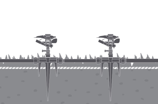 Возможность последовательного соединения нескольких разбрызгивателей для орошения большой площади.