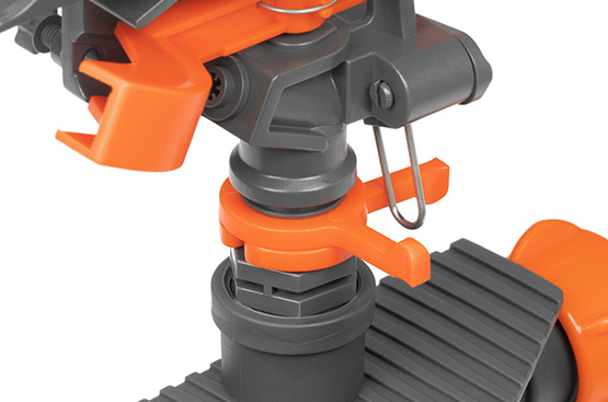 С помощью специальных ограничителей можно легко контролировать сектор работы разбрызгивателя или установить круговой полив.